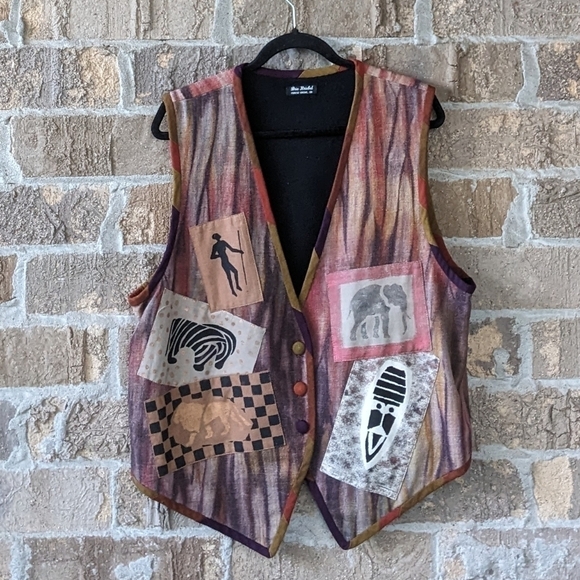 Brie Kriebel Forest Grove Oregon Handmade Patchwork Primitive Vest Large - Picture 8 of 8